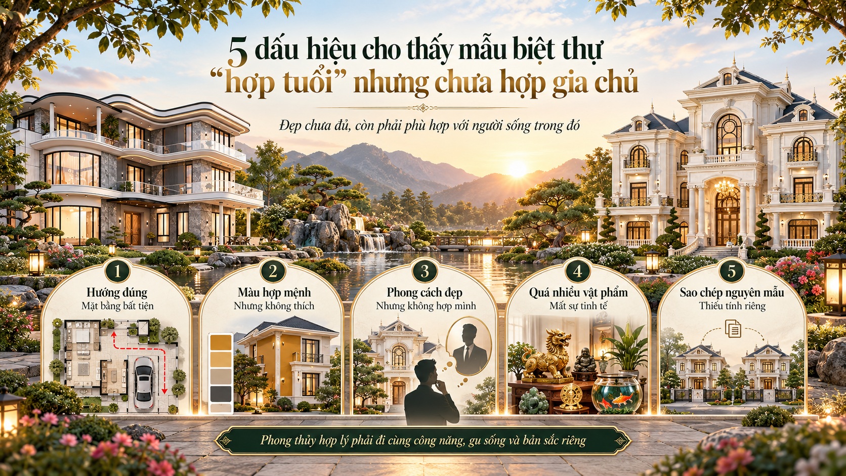 Cách chọn mẫu biệt thự hợp tuổi gia chủ theo phong thủy để đón tài lộc