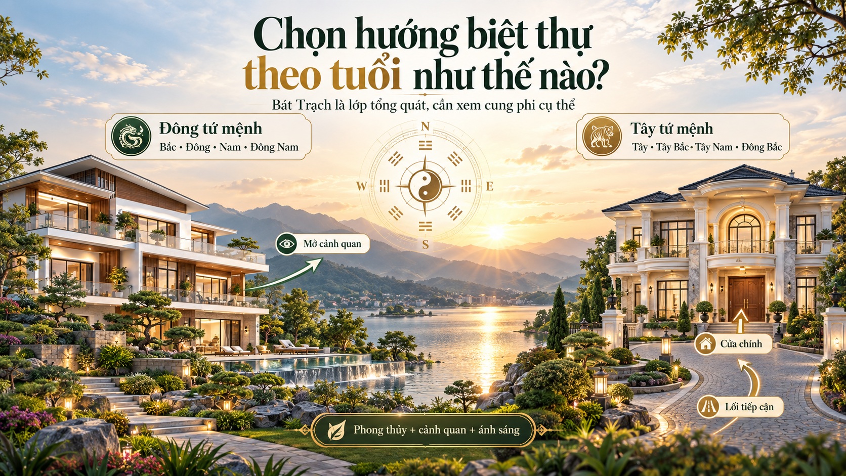 Cách chọn mẫu biệt thự hợp tuổi gia chủ theo phong thủy để đón tài lộc