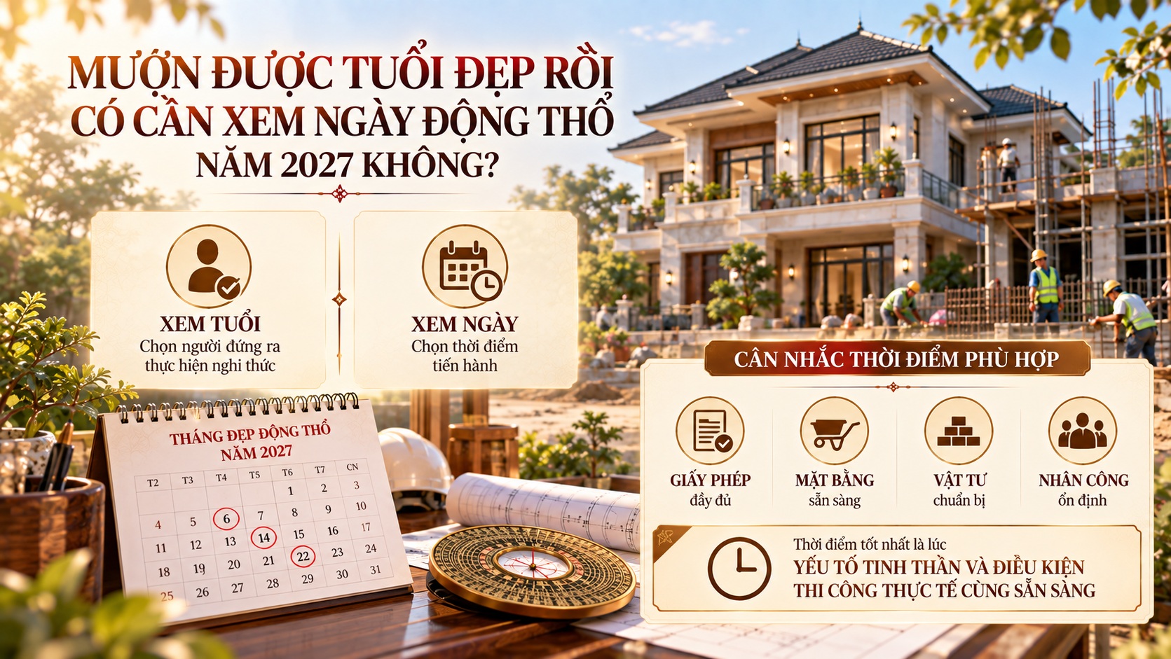 Danh sách tuổi đẹp để mượn tuổi làm nhà năm 2027 theo phong thủy chuẩn