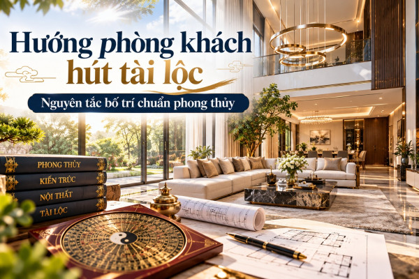 Hướng phòng khách hút tài lộc: Nguyên tắc bố trí chuẩn phong thủy