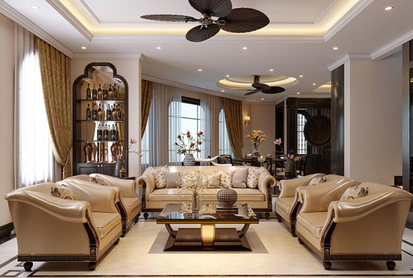 Thiết kế nội thất biệt thự phong cách Indochine tại Hà Nội NT5200718-1
