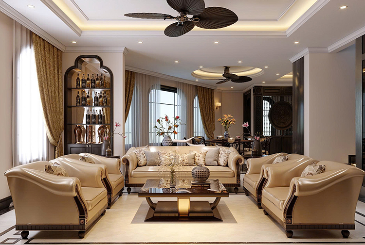 Thiết kế nội thất biệt thự phong cách Indochine tại Hà Nội NT5200718-1