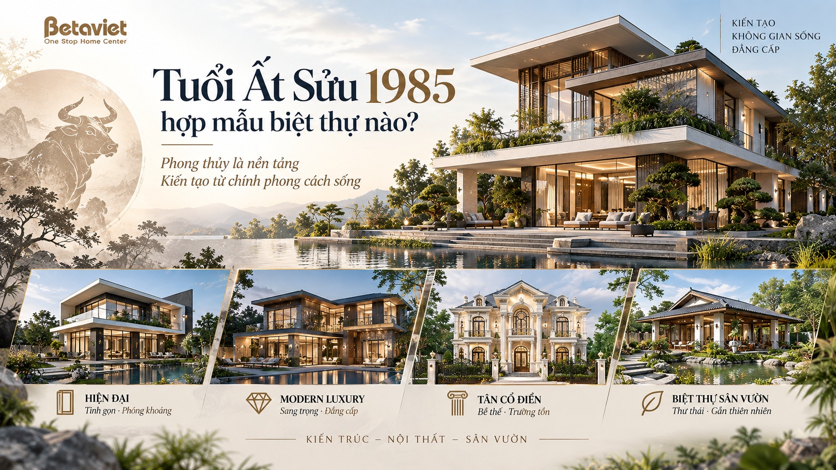 Tuổi Ất Sửu 1985 hợp mẫu biệt thự nào? Gợi ý kiến trúc theo phong thủy