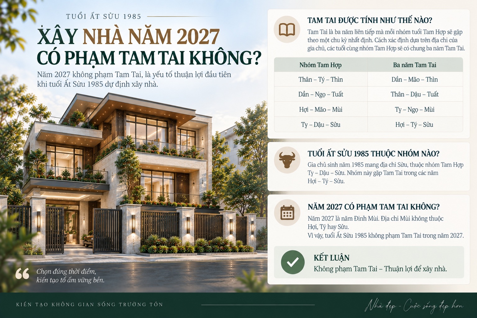 Tuổi Ất Sửu 1985 làm nhà năm 2027 có đẹp không? Xem tuổi xây nhà chuẩn phong thủy