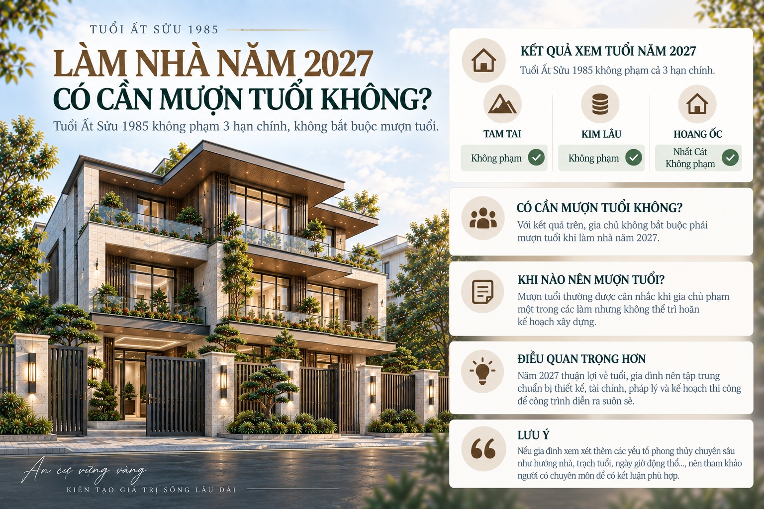 Tuổi Ất Sửu 1985 làm nhà năm 2027 có đẹp không? Xem tuổi xây nhà chuẩn phong thủy