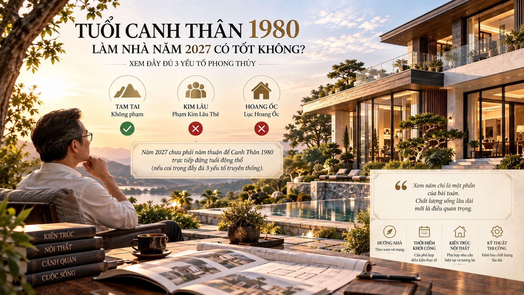 Tuổi Canh Thân 1980 làm nhà năm 2027: Xem tuổi, hướng và thời điểm khởi công
