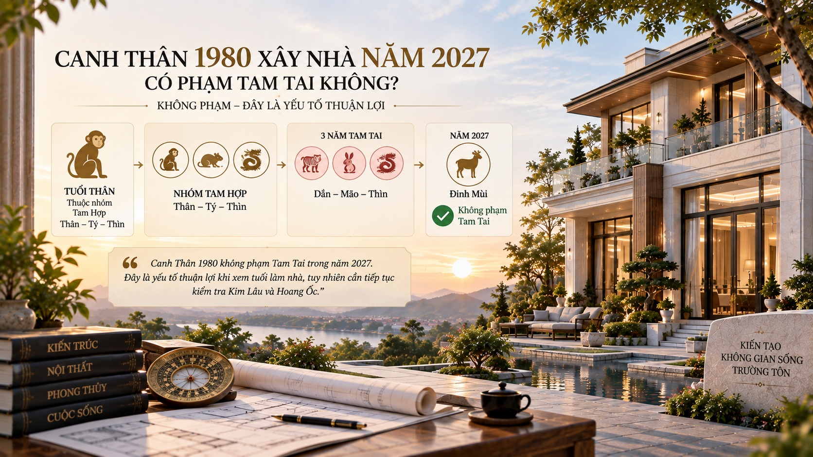 Tuổi Canh Thân 1980 làm nhà năm 2027: Xem tuổi, hướng và thời điểm khởi công