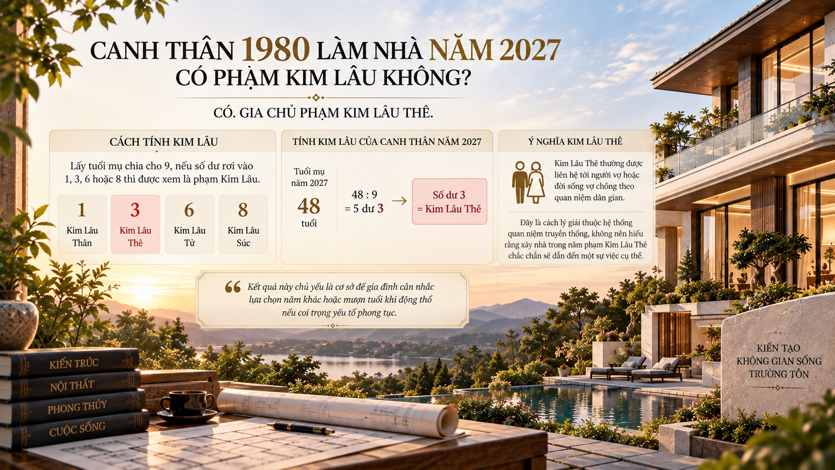 Tuổi Canh Thân 1980 làm nhà năm 2027: Xem tuổi, hướng và thời điểm khởi công