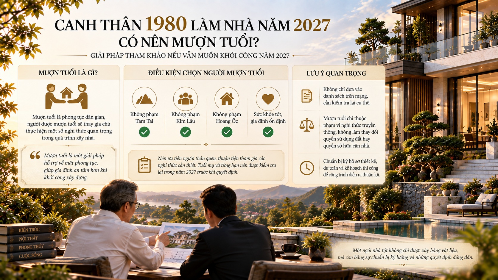 Tuổi Canh Thân 1980 làm nhà năm 2027: Xem tuổi, hướng và thời điểm khởi công