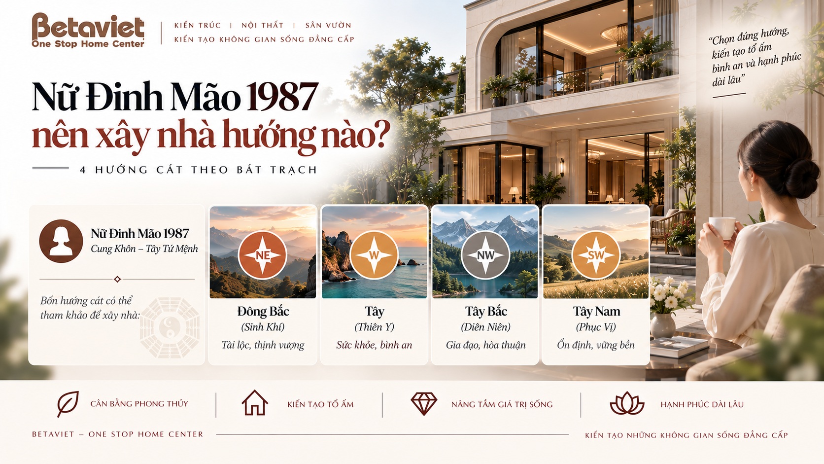 Tuổi Đinh Mão 1987 xây nhà hướng nào hút tài lộc? Cách chọn hướng chuẩn phong thủy