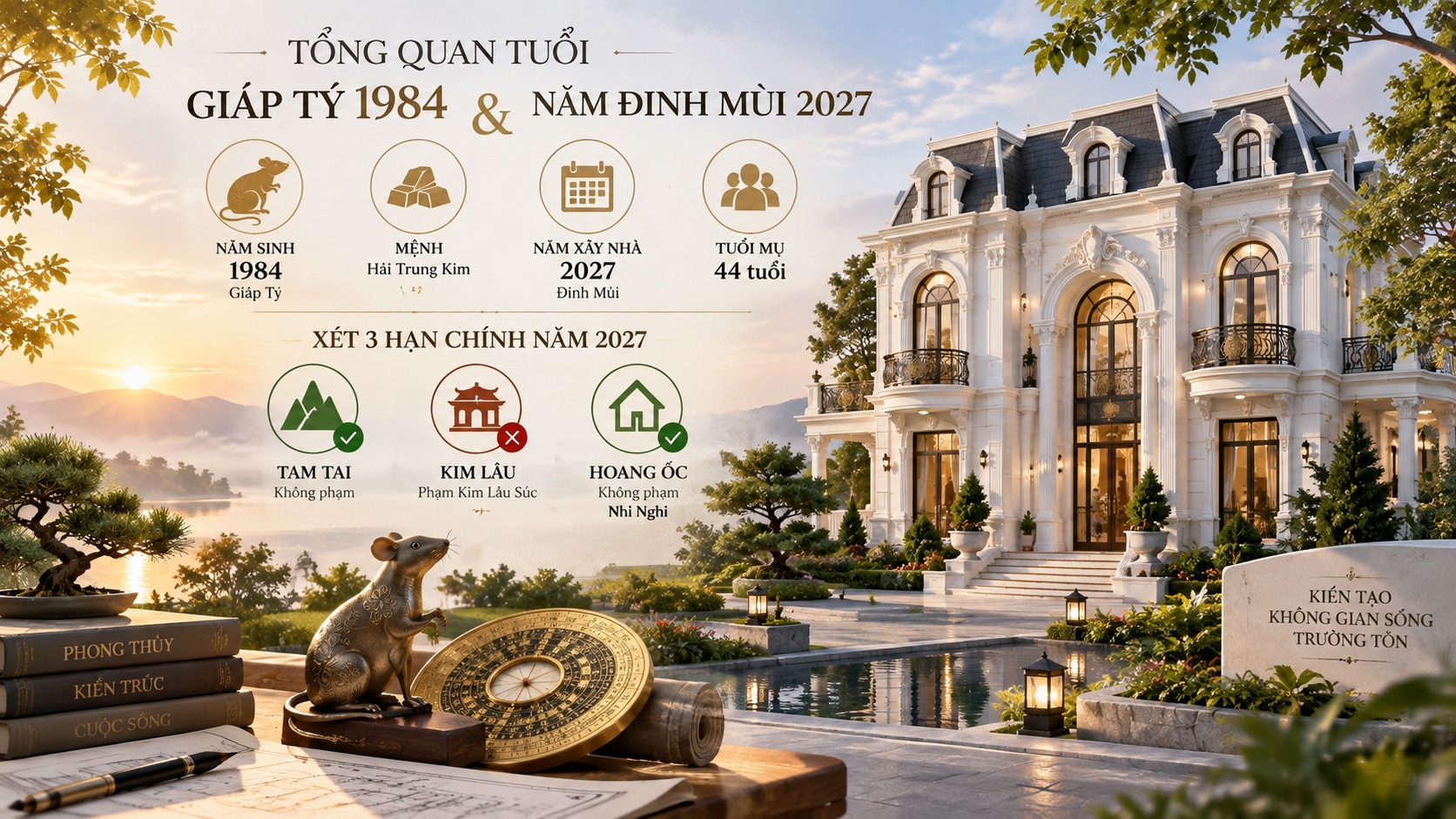 Tuổi Giáp Tý 1984 làm nhà năm 2027 có tốt không? Xem Kim Lâu, Hoang Ốc, Tam Tai chi tiết
