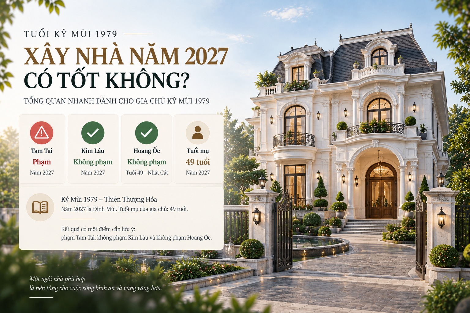 Tuổi Kỷ Mùi 1979 làm nhà năm 2027: Nên xây nhà hay mượn tuổi?