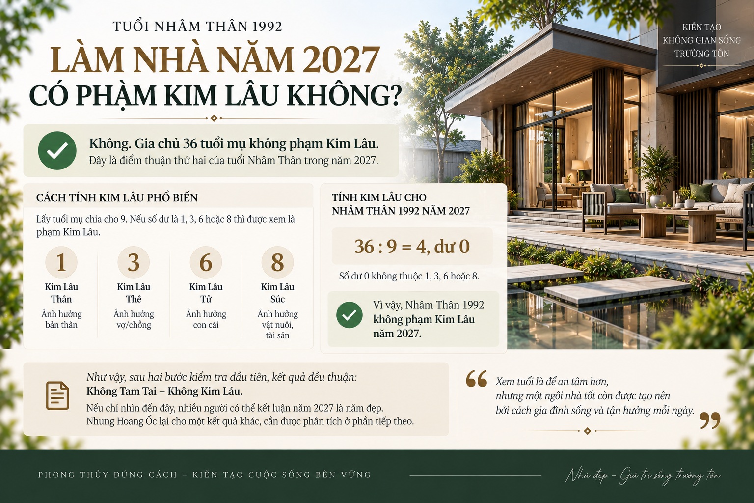 Tuổi Nhâm Thân 1992 làm nhà năm 2027 có tốt không? Luận giải theo phong thủy