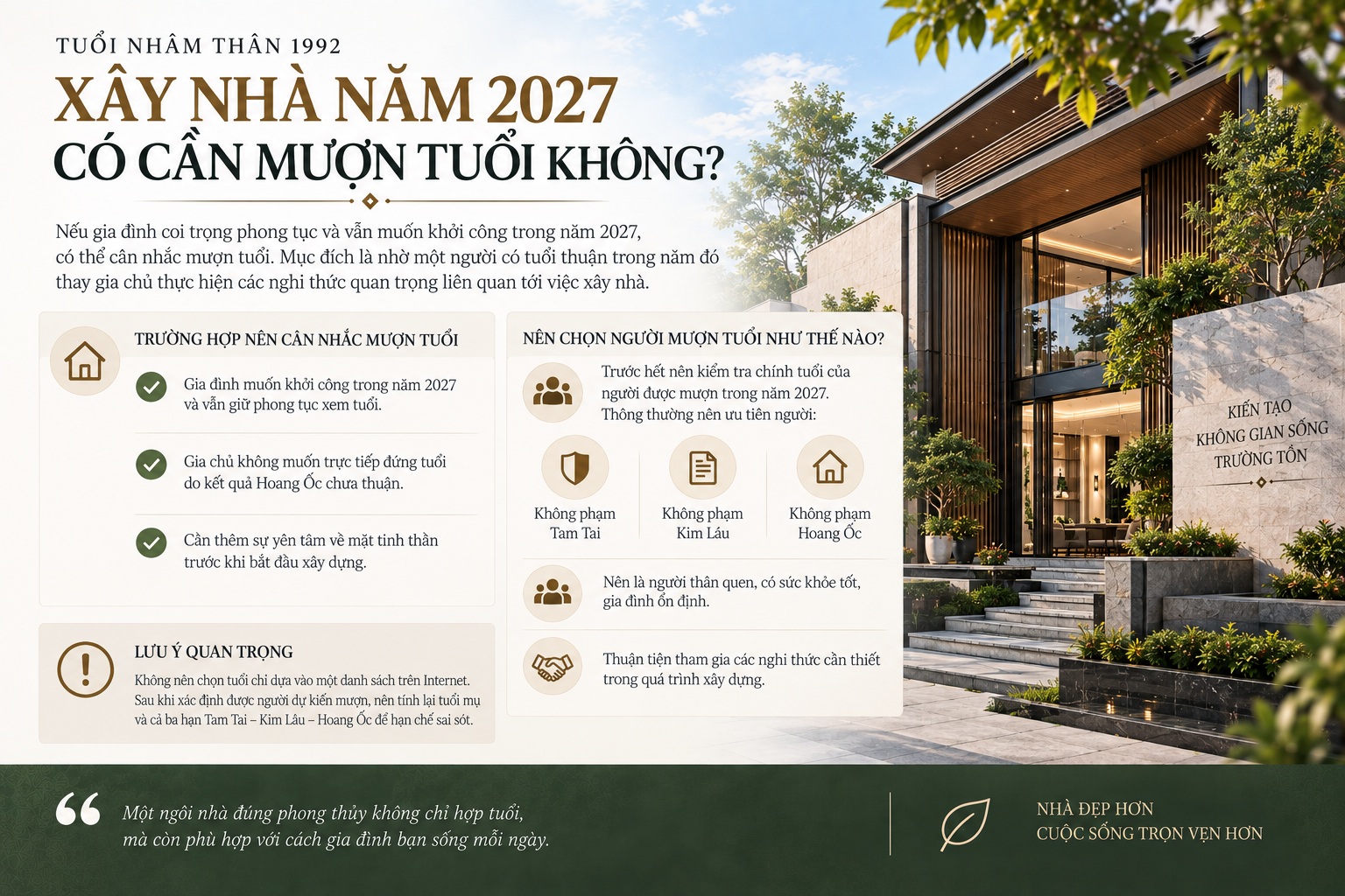 Tuổi Nhâm Thân 1992 làm nhà năm 2027 có tốt không? Luận giải theo phong thủy