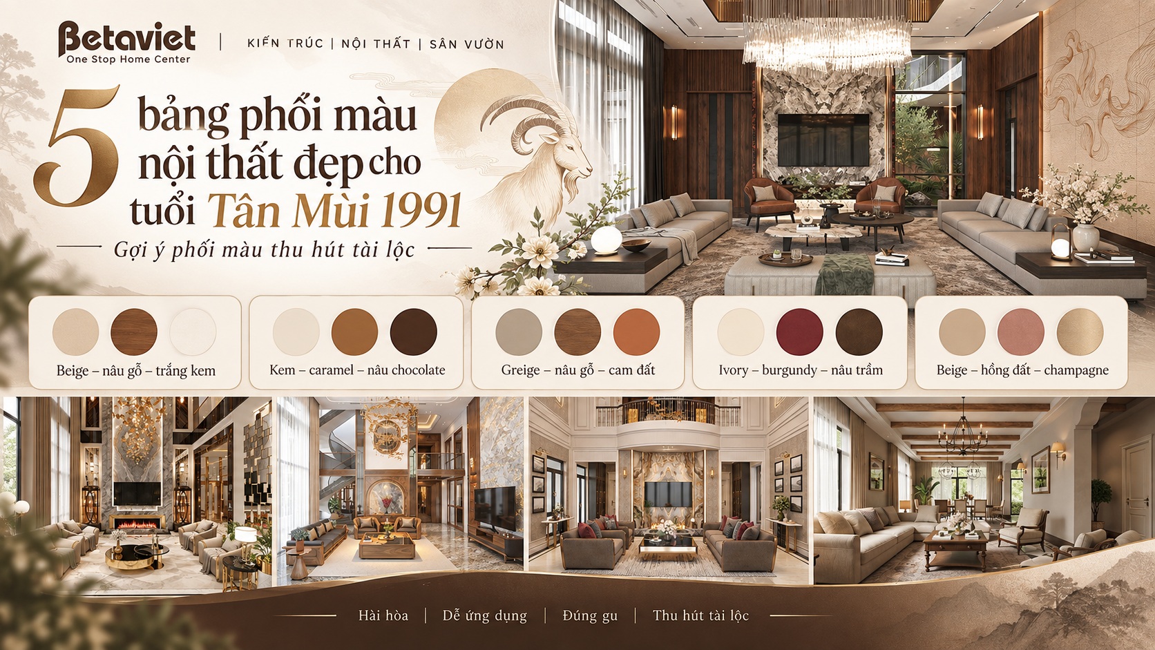 Tuổi Tân Mùi 1991 hợp màu nội thất nào? Gợi ý phối màu thu hút tài lộc