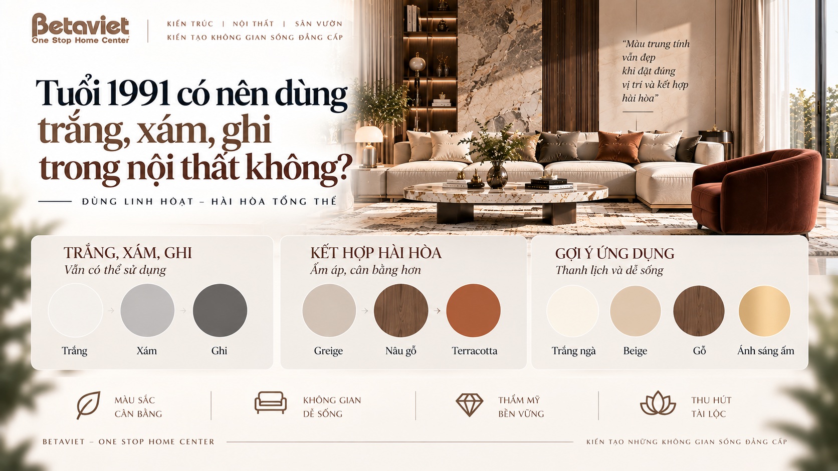 Tuổi Tân Mùi 1991 hợp màu nội thất nào? Gợi ý phối màu thu hút tài lộc