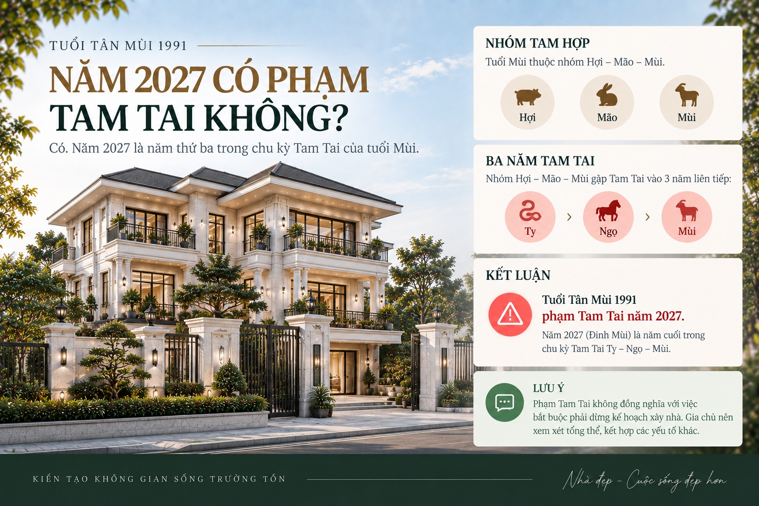 Tuổi Tân Mùi 1991 làm nhà năm 2027 tốt hay xấu? Xem tuổi xây nhà đầy đủ