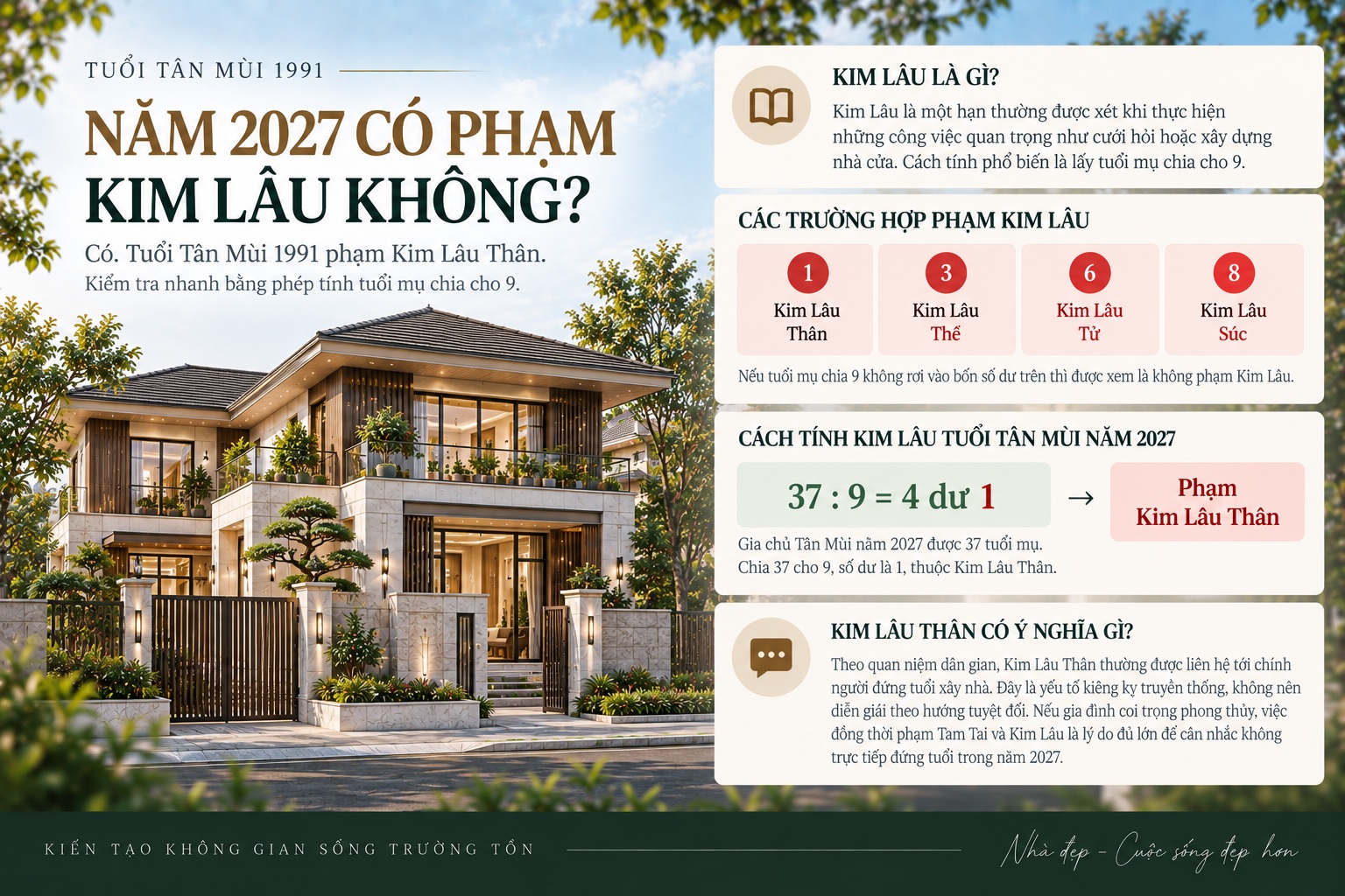 Tuổi Tân Mùi 1991 làm nhà năm 2027 tốt hay xấu? Xem tuổi xây nhà đầy đủ