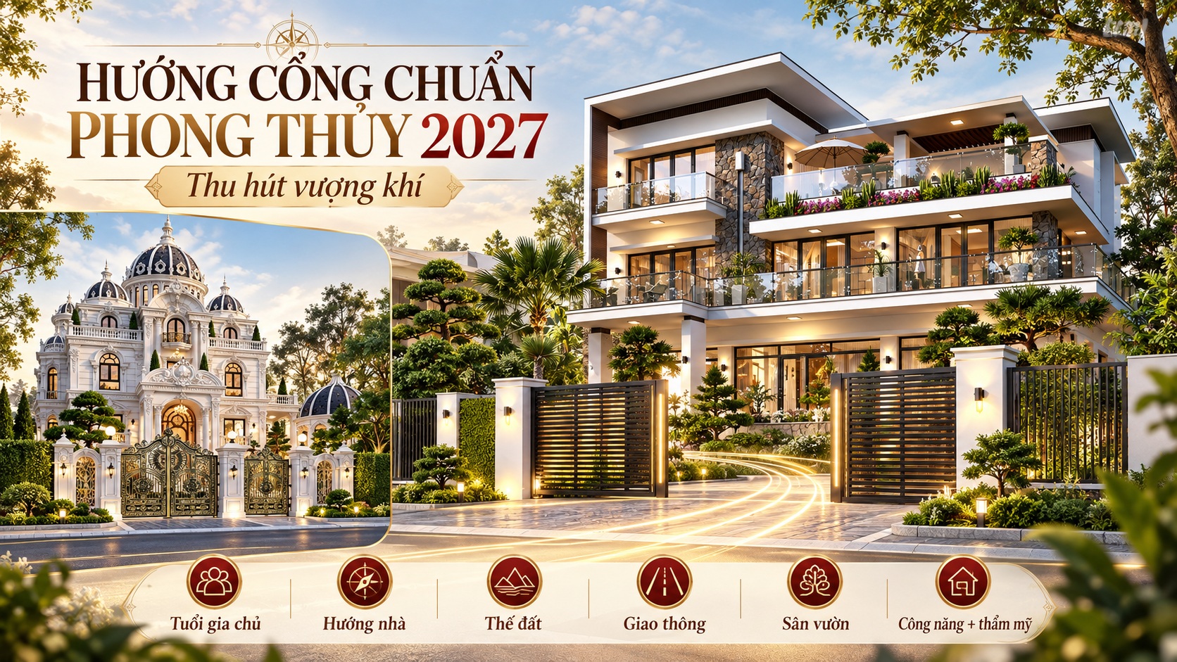 Hướng cổng chuẩn phong thủy năm 2027: Cách chọn để thu hút vượng khí