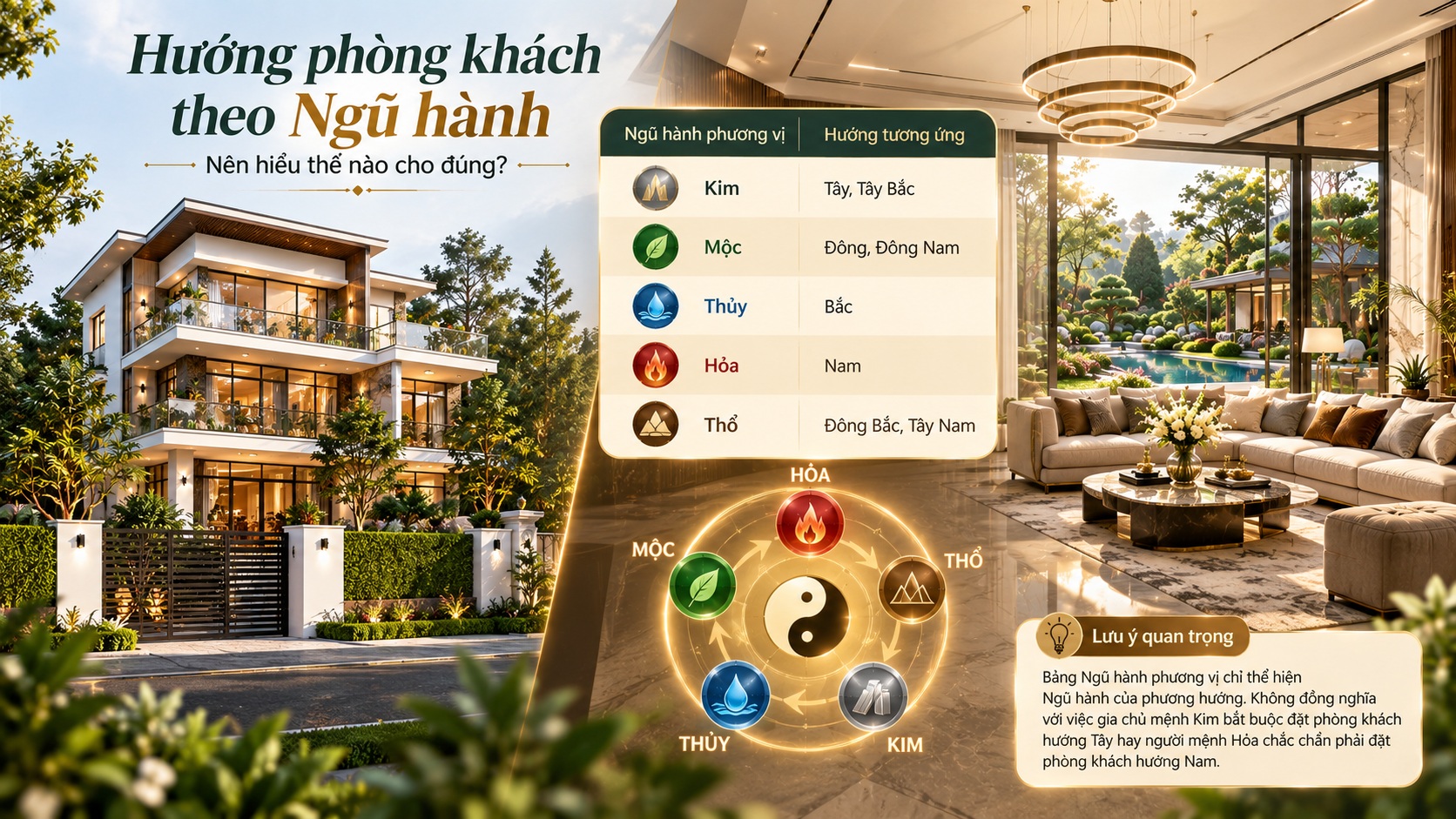 Hướng phòng khách hút tài lộc: Nguyên tắc bố trí chuẩn phong thủy