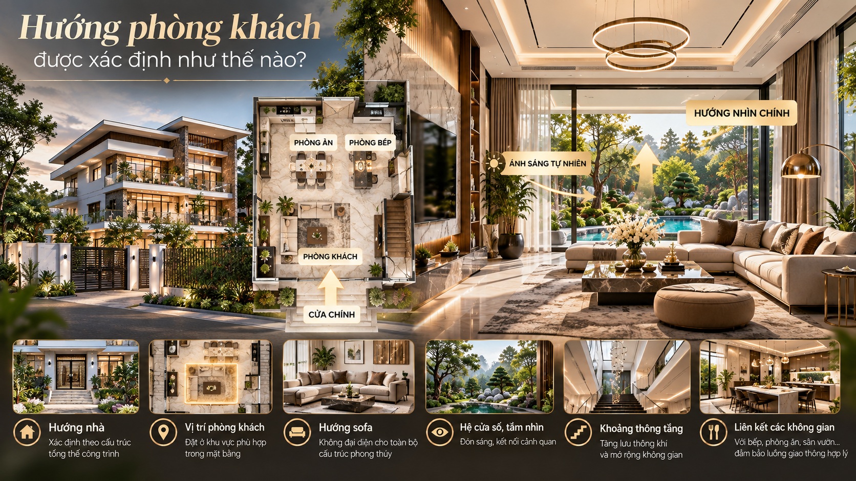 Hướng phòng khách hút tài lộc: Nguyên tắc bố trí chuẩn phong thủy