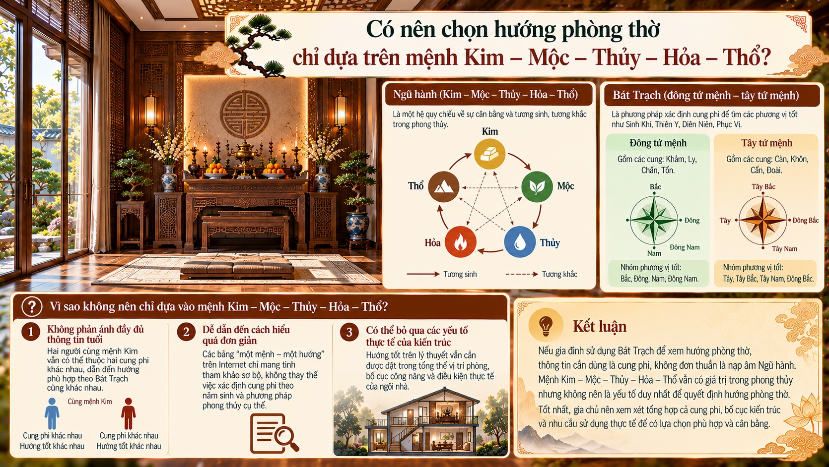 Hướng phòng thờ chuẩn phong thủy: Cách bố trí đúng để gia đạo bình an