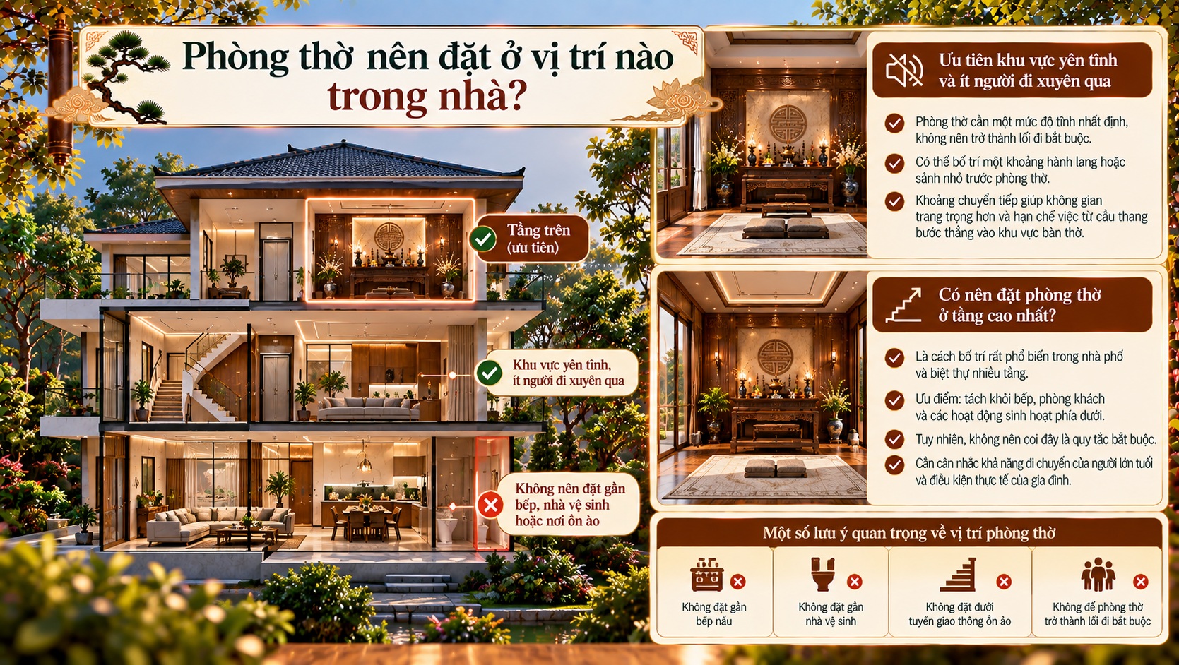 Hướng phòng thờ chuẩn phong thủy: Cách bố trí đúng để gia đạo bình an