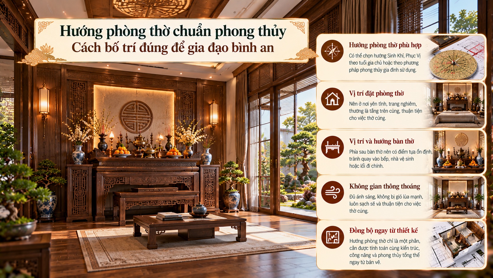 Hướng phòng thờ chuẩn phong thủy: Cách bố trí đúng để gia đạo bình an