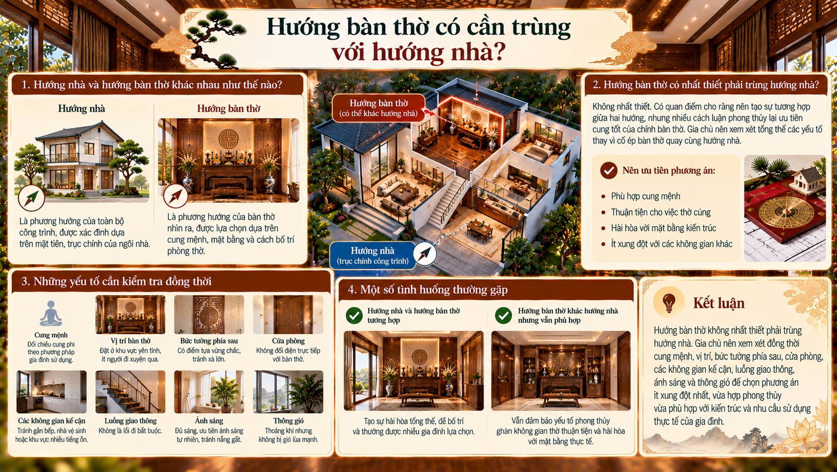 Hướng phòng thờ chuẩn phong thủy: Cách bố trí đúng để gia đạo bình an