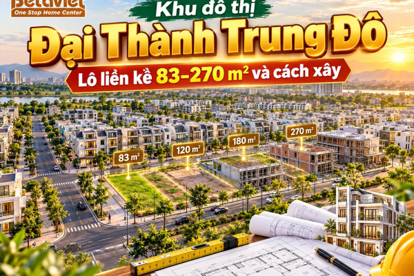 Khu đô thị Đại Thành Trung Đô: lô liền kề 83–270 m² và cách xây
