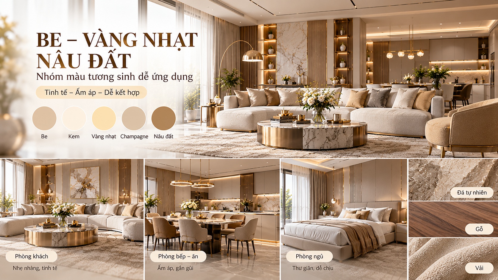Màu sắc nội thất hợp mệnh Kim: Gợi ý phối màu chuẩn phong thủy cho không gian sống