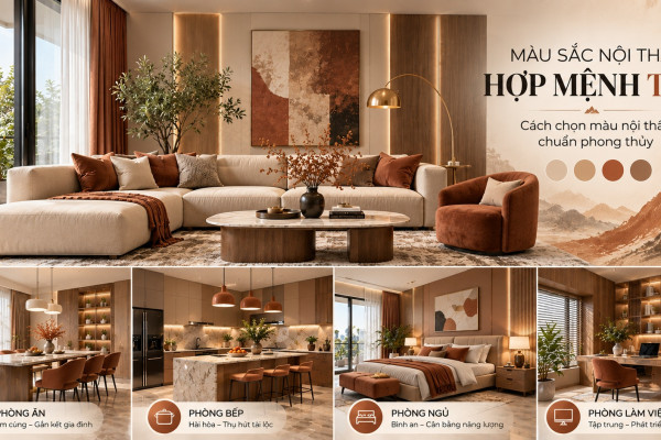 Màu sắc nội thất hợp mệnh Thổ: Cách chọn màu nội thất chuẩn phong thủy