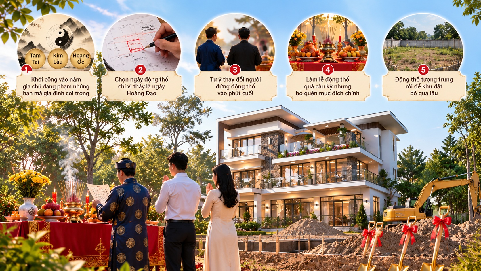 Những điều kiêng kỵ khi khởi công xây nhà để tránh ảnh hưởng đến vận khí