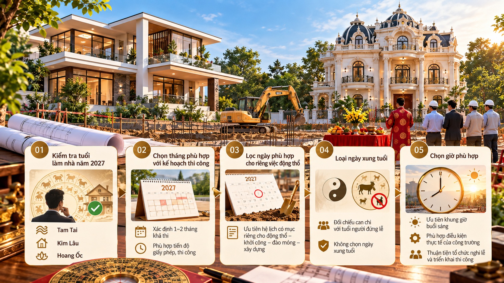Những ngày đại cát động thổ năm 2027: Cách chọn ngày đẹp chuẩn phong thủy
