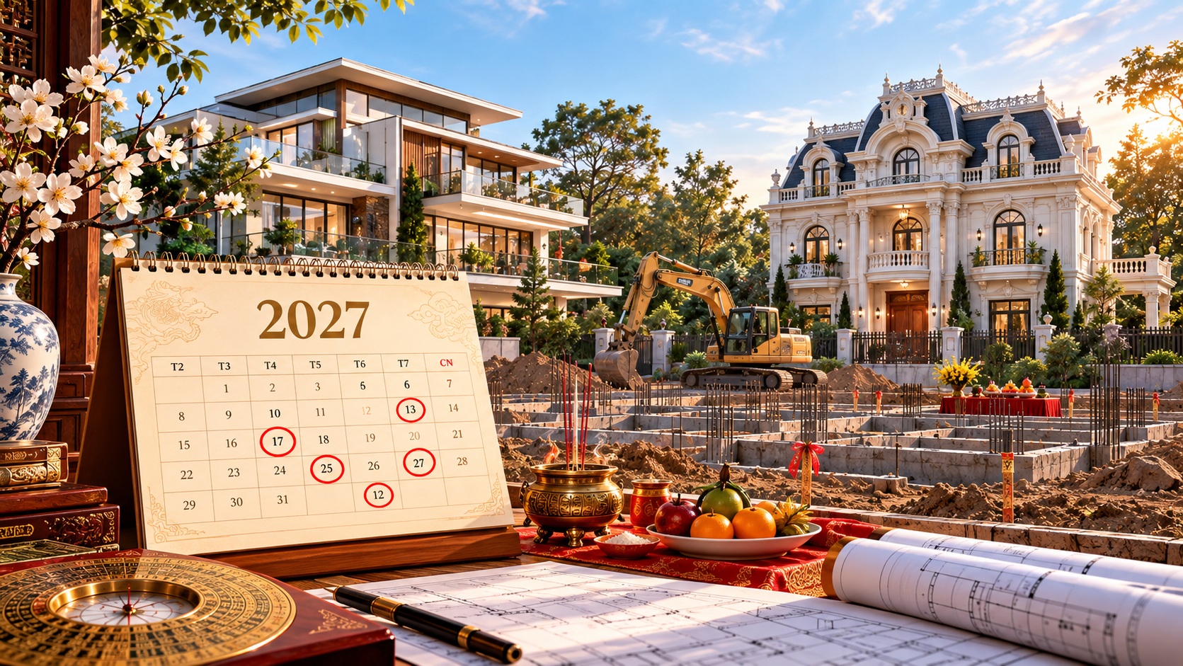 Những ngày đại cát động thổ năm 2027: Cách chọn ngày đẹp chuẩn phong thủy