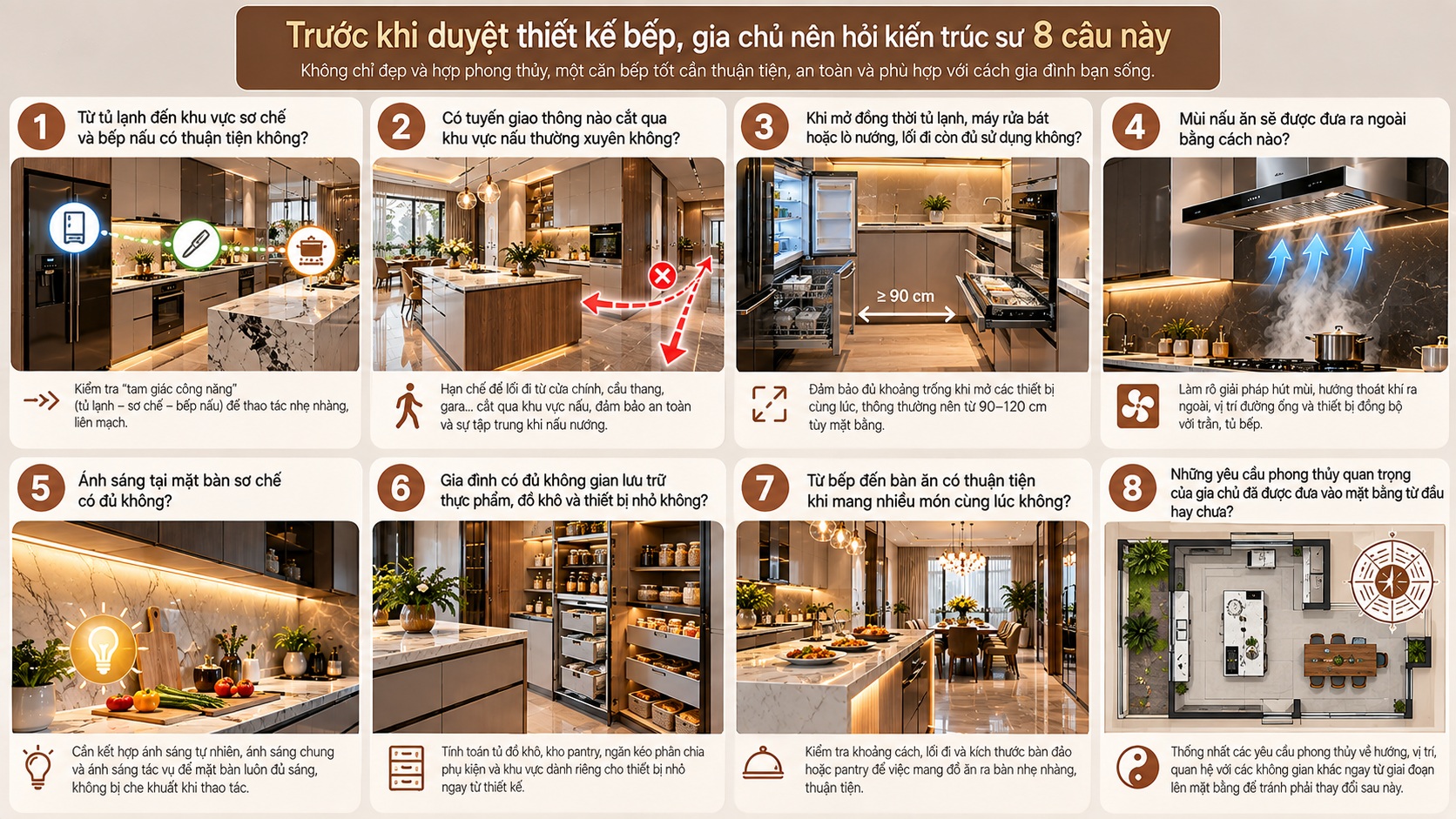 Phong thủy phòng bếp thu hút tài lộc: Những nguyên tắc gia chủ nên biết