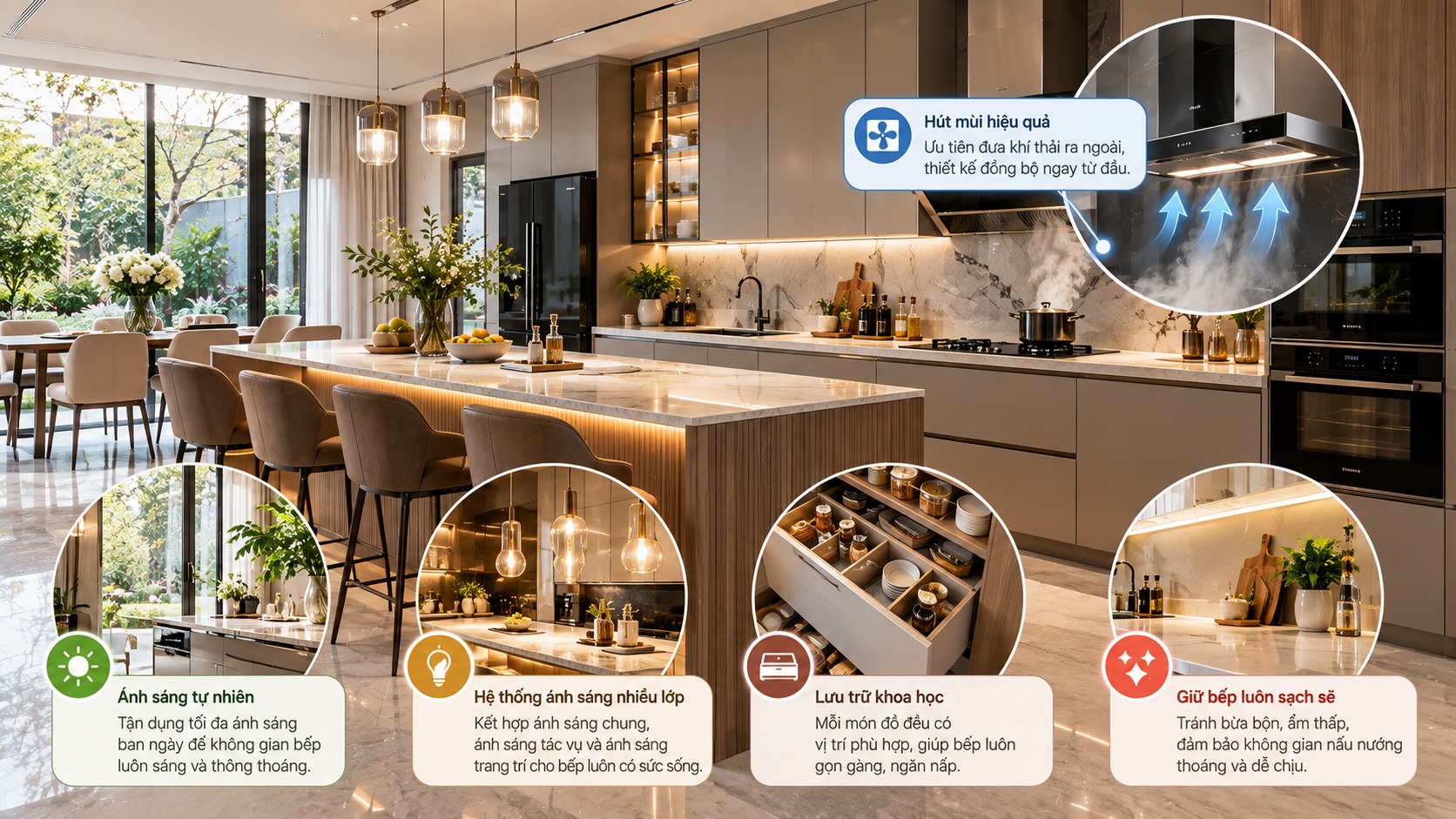 Phong thủy phòng bếp thu hút tài lộc: Những nguyên tắc gia chủ nên biết
