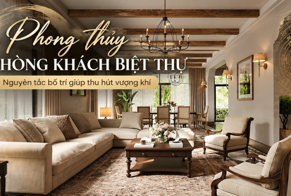 Phong thủy phòng khách biệt thự: Nguyên tắc bố trí giúp thu hút vượng khí