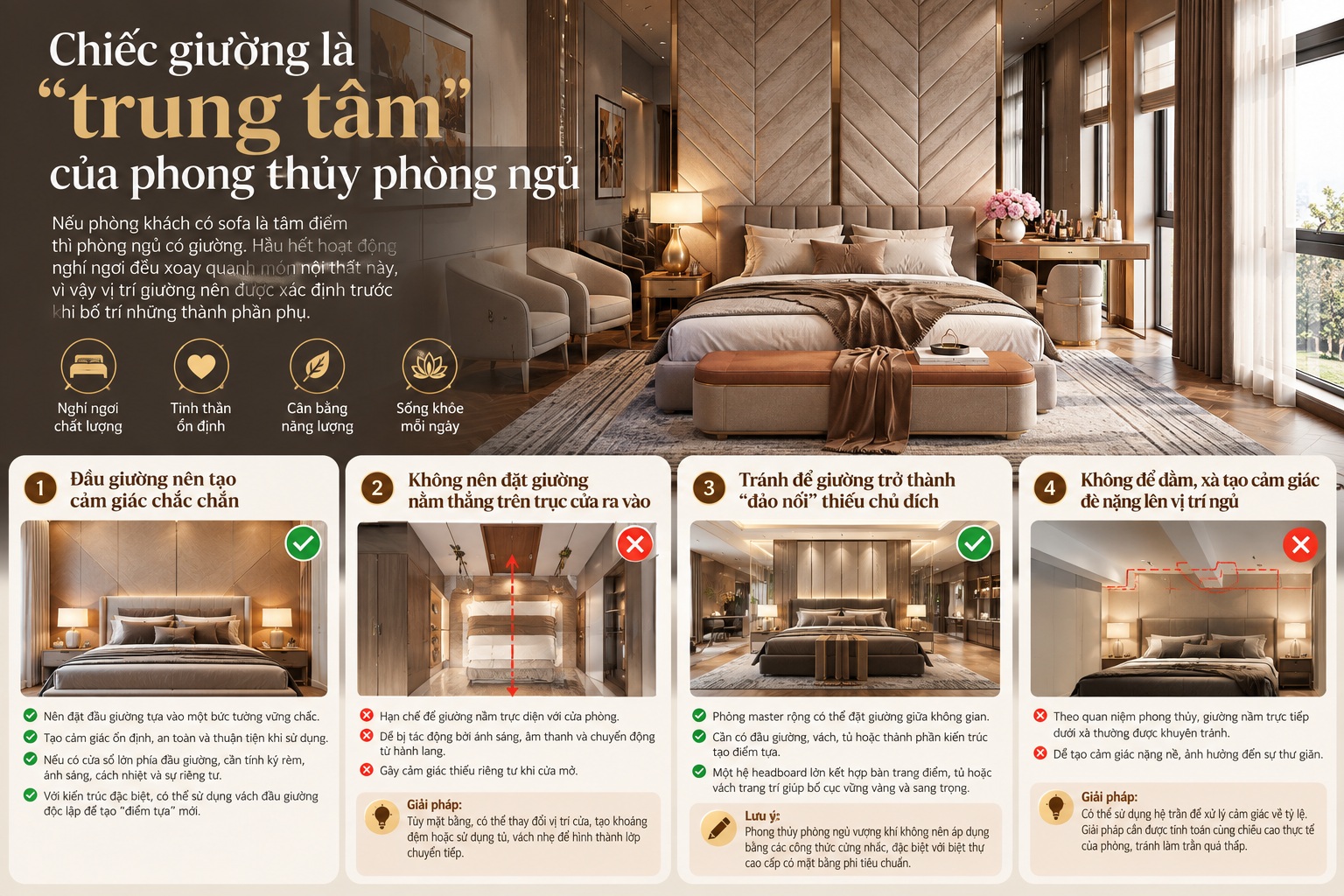 Phong thủy phòng ngủ vượng khí: Cách bố trí mang lại sức khỏe và may mắn