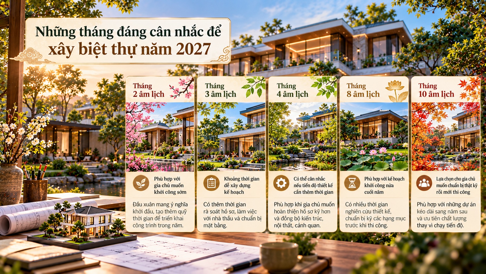 Tháng đẹp xây biệt thự năm 2027: Thời điểm khởi công mang nhiều may mắn